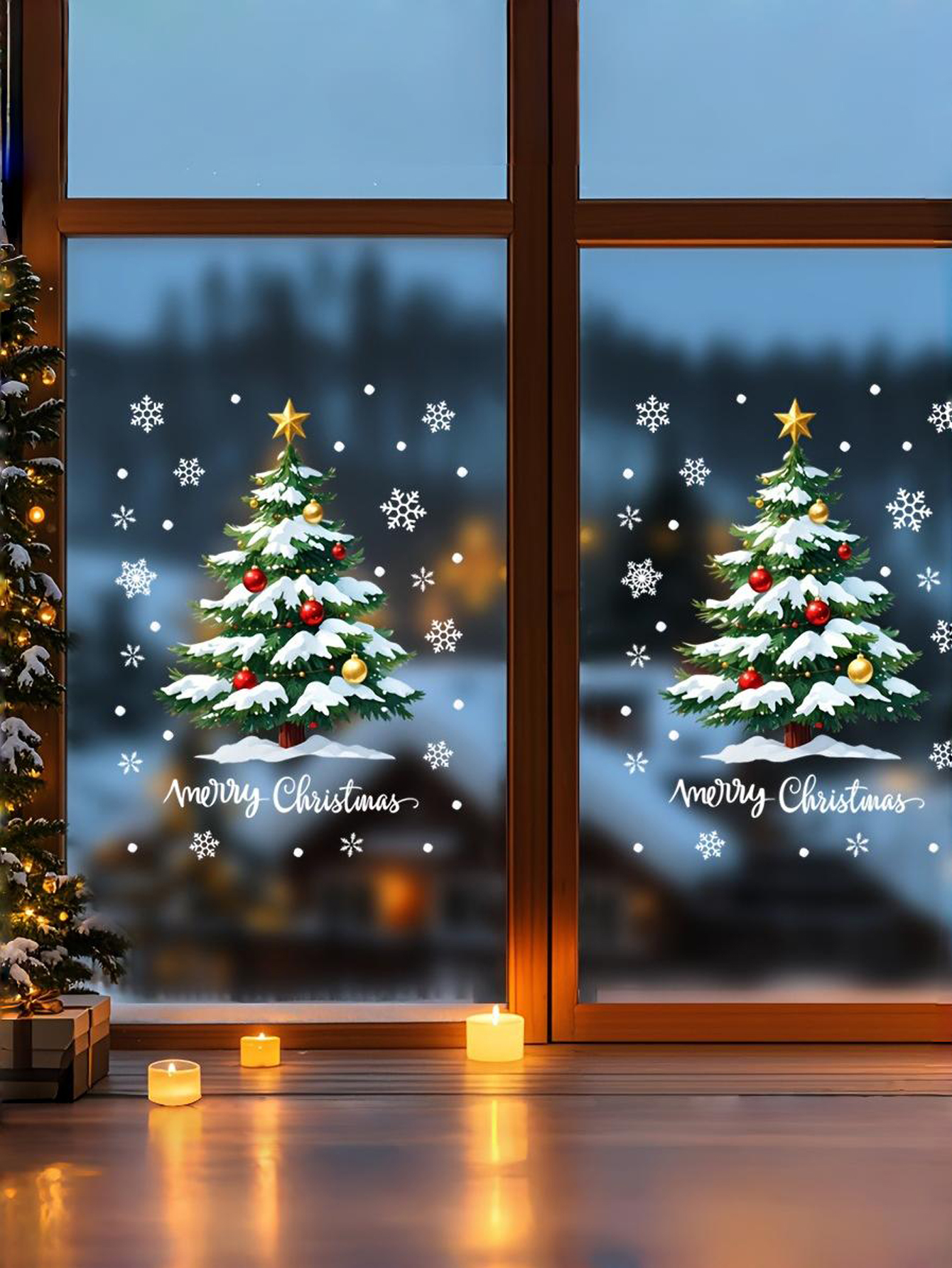 Christmas Tree Window Stickers Set